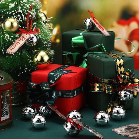 1.6 Inch Christmas Believe Bell Ornament Sleigh Bells with Christmas Believe Ticket Ribbon Train Ticket Silver Christmas Tree Bell for Xmas Gift Tree (24 Set) in Saudi Arabia