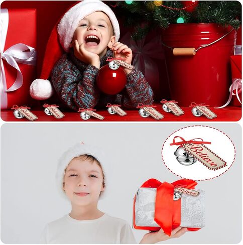 1.6 Inch Christmas Believe Bell Ornament Sleigh Bells with Christmas Believe Ticket Ribbon Train Ticket Silver Christmas Tree Bell for Xmas Gift Tree (24 Set) in Saudi Arabia