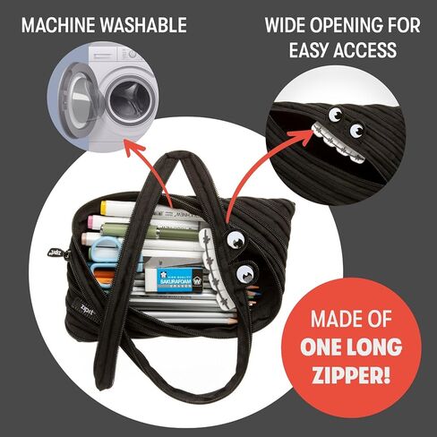 ZIPIT مقلمة مونستر للأولاد | حقيبة أقلام رصاص ذات سعة كبيرة للمدرسة والكلية والمكتب | حقيبة أقلام للأولاد والبنات (أزرق) in Kuwait