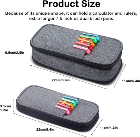 حافظة أقلام رصاص قابلة للطي ذات سعة كبيرة من SAIVEN وحقيبة أدوات مكتبية وحقيبة أقلام وحقيبة أقلام للمكتب والكلية وصندوق حامل للسفر هدية عيد الميلاد (رمادي) in Kuwait