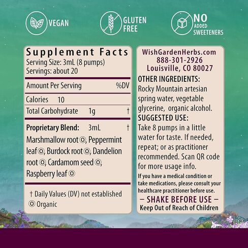 WishGarden Herbs Morning Sickness Nausea Support - All-Natural Herbal Morning Sickness Support Supplement with Peppermint Leaf & Cardamom, First Trimester Support for Pregnant Women, 2oz in Saudi Arabia
