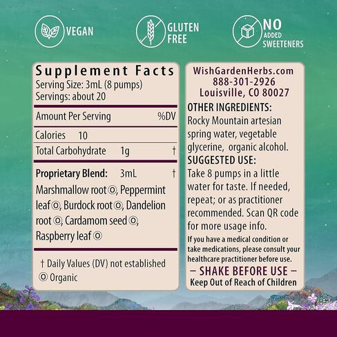 WishGarden Herbs دعم الغثيان الصباحي - مكمل دعم غثيان الصباح العشبي الطبيعي بالكامل مع أوراق النعناع والهيل، دعم الأشهر الثلاثة الأولى للنساء الحوامل، 2 أونصة in Kuwait