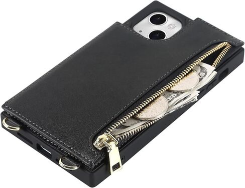 Cavor for iPhone 14 Plus Wallet Case with Card Holder for Women Men,Phone Case for iPhone 14 Plus Case with Strap and Stand,Leather Shockproof Zipper Cover,Black in Saudi Arabia