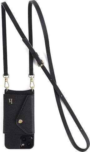 حافظة هاتف بمحفظة جلدية من HoldingIT متوافقة مع موديلات iPhone 13، وحامل بطاقات ائتمان السفر وحزام حمل حول الجسم، وغطاء أسود عتيق وخطافات مطلية بالذهب، للنساء والرجال (iPhone 13 Pro Max) in Kuwait