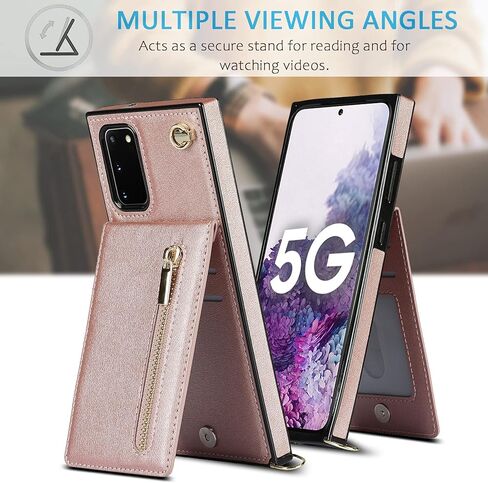 Crossbody Wallet Case for Samsung Galaxy S20 FE (Not S20) with Card Holder, Purse Cover Removable Cross Body Strap for Samsung Galaxy S20 FE Zipper Phone Case Black in Kuwait