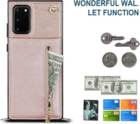 Crossbody Wallet Case for Samsung Galaxy S20 FE (Not S20) with Card Holder, Purse Cover Removable Cross Body Strap for Samsung Galaxy S20 FE Zipper Phone Case Black in Kuwait