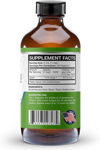 ProSILVER Ionic Silver Liquid, Optimized 20 PPM Bio-Active Liquid Silver for Immune Support, Maximum Absorption Ionic Silver in Dark Glass Bottle with Dropper, 48 Servings, 8oz - Thrival Labs in Saudi Arabia