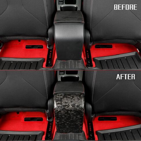 Real Carbon Fiber Center Console Armrest Rear Cover Trim Fit for 11th Gen Civic Type r FL5 Typer Center Armrest Rear Kick Protection Cover Gloss Matte Interior Accessories (Bright Black) in Saudi Arabia