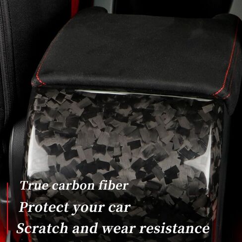 Real Carbon Fiber Center Console Armrest Rear Cover Trim Fit for 11th Gen Civic Type r FL5 Typer Center Armrest Rear Kick Protection Cover Gloss Matte Interior Accessories (Bright Black) in Saudi Arabia