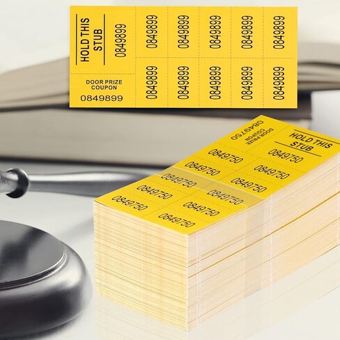 10 أرقام 500 ورقة، أوراق تذكرة المزاد الصيني، تذكرة جمع التبرعات للمزاد مرقمة بشكل مختلف، ترقيم تسلسلي أصفر، المزادات الصامتة، علامات السحب، مزادات بيني، تذكرة السحب لمزاد رافلز in Kuwait