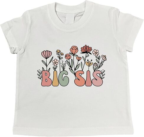 قميص Big Sis مزين بالزهور على شكل زهرة برية رائعة، بدلة قطعة واحدة لطيفة على شكل أخت ريترو للأطفال الصغار، إعلان متطابق للعائلة (3-4 T، قميص Big Sis-T) in Kuwait