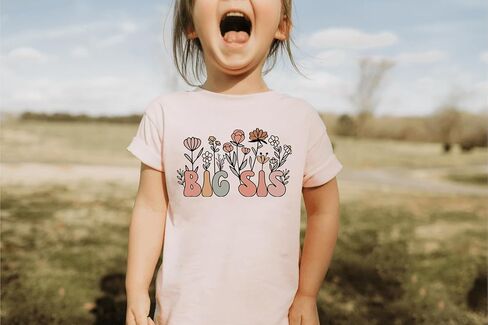 قميص Big Sis مزين بالزهور على شكل زهرة برية رائعة، بدلة قطعة واحدة لطيفة على شكل أخت ريترو للأطفال الصغار، إعلان متطابق للعائلة (3-4 T، قميص Big Sis-T) in Kuwait