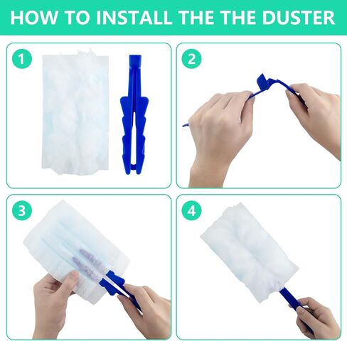 CQYYRT 30Pcs Duster Refills, Disposable Duster Refills Compatible with Swiffer, 180° Fluffy Duster Replacement with 1 Extra Handle in Saudi Arabia