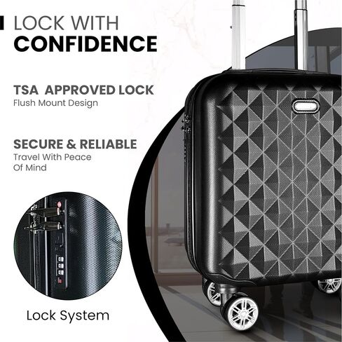 Hard Shell Carry-On Suitcase 18x14x8 - TSA Lock, Cup Holder, Extendable Handle, & Wheels - Fits Under Seat, Ideal for Airlines - Personal Item Roller Bag in Saudi Arabia