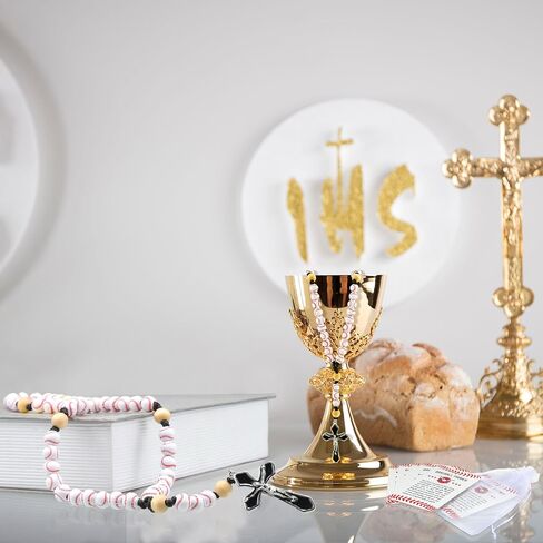 Yuxung 6 Pack Religious Baseball Rosary Gift Bag First Communion Baseball Rosary Faith Based Sports Rosary Baseball Bead Rosary with Prayer Card and Organza for Boys and Girls Christian Gift in Saudi Arabia