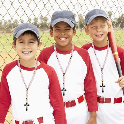 Yuxung 6 Pack Religious Baseball Rosary Gift Bag First Communion Baseball Rosary Faith Based Sports Rosary Baseball Bead Rosary with Prayer Card and Organza for Boys and Girls Christian Gift in Saudi Arabia