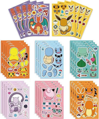 Make a Face Stickers for Kids DIY Japanese Cartoon Stickers 16 Sheets Anime Stickers for Girls Children Birthday Party Favors Exchange Gifts (Manga) in Saudi Arabia