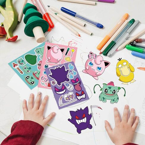 Make a Face Stickers for Kids DIY Japanese Cartoon Stickers 16 Sheets Anime Stickers for Girls Children Birthday Party Favors Exchange Gifts (Manga) in Saudi Arabia