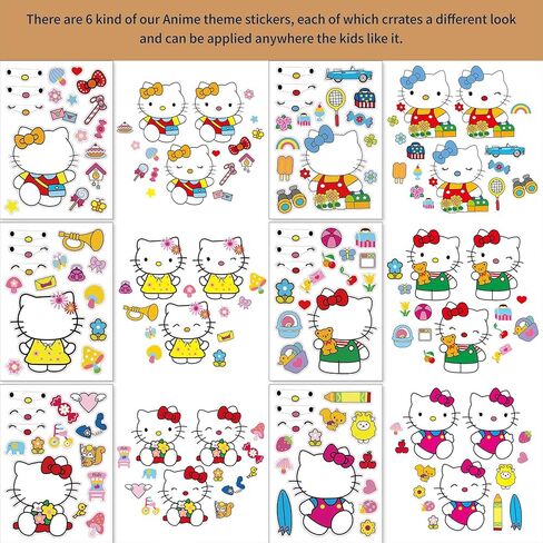Make a Face Stickers for Kids DIY Japanese Cartoon Stickers 16 Sheets Anime Stickers for Girls Children Birthday Party Favors Exchange Gifts (Manga) in Saudi Arabia