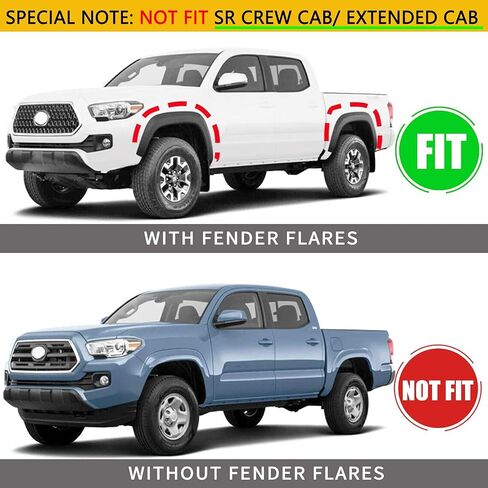 مجموعة YHTAUTO مكونة من 4 قطع من ملحقات واقيات الطين والرذاذ البديلة لسيارة Toyota Tacoma 2005-2015 بيك اب، شاحنة ركاب صغيرة V6 3.6L، مع مشاعل حاجز المصنع، أمامي وخلفي LH RH، أسود in Saudi Arabia
