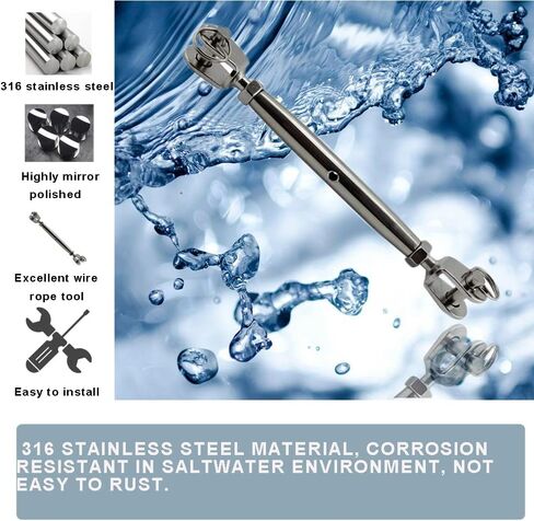 Ayunwei 316 Stainless Steel Marine Closed Body Jaw Turnbuckle for Rigging Screw Jaw Barrel Strainers of 2 pcs (M8) in Saudi Arabia