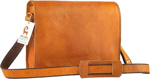 حقيبة كتف للكمبيوتر المحمول من الجلد الحضري - حقيبة يد بنية عتيقة مصنوعة يدويًا للرجال in Kuwait