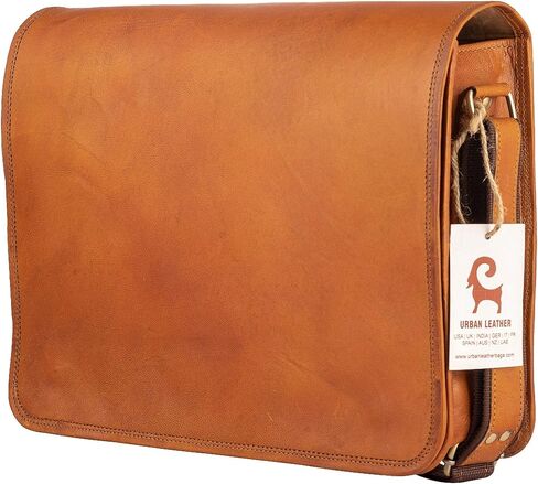 حقيبة كتف للكمبيوتر المحمول من الجلد الحضري - حقيبة يد بنية عتيقة مصنوعة يدويًا للرجال in Kuwait