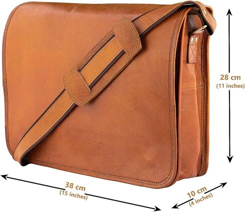 حقيبة كتف للكمبيوتر المحمول من الجلد الحضري - حقيبة يد بنية عتيقة مصنوعة يدويًا للرجال in Kuwait