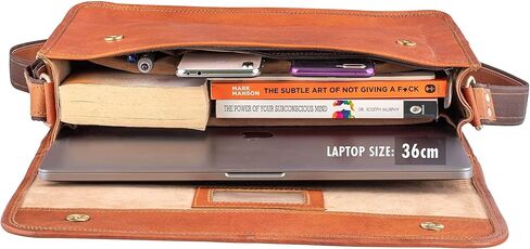 حقيبة كتف للكمبيوتر المحمول من الجلد الحضري - حقيبة يد بنية عتيقة مصنوعة يدويًا للرجال in Kuwait