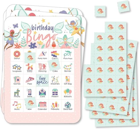 Big Dot of Happiness Let's Be Fairies - بطاقات وأقلام تحديد مصورة من Bingo - لعبة Bingo على شكل حفلة عيد ميلاد من Fairy Garden - مجموعة من 18 قطعة in Saudi Arabia