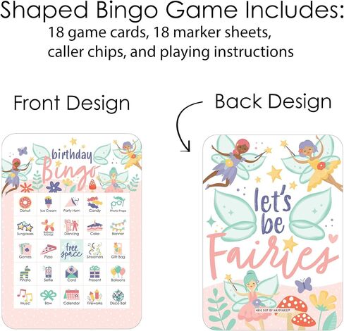 Big Dot of Happiness Let's Be Fairies - بطاقات وأقلام تحديد مصورة من Bingo - لعبة Bingo على شكل حفلة عيد ميلاد من Fairy Garden - مجموعة من 18 قطعة in Saudi Arabia
