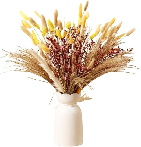 Pampas Grass 7 Various Boho Wedding Home Table Fall Decor Dried Flowers Arrangements White & Natural Dried Pampas Grass, Reed Grass, Bunny Tails Grass(40cm A) in Saudi Arabia