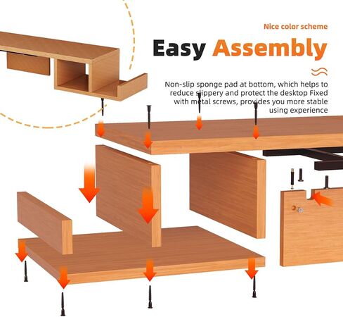 حامل شاشة مزدوج بسيط مع وحدة تخزين مقسمة جانبية، مساحة تخزين كبيرة جدًا من الخشب مقاس 43.6 بوصة لشاشتين مكتب منظم لأجهزة الكمبيوتر المحمولة والطابعات والتلفزيون ولون السجل in Kuwait