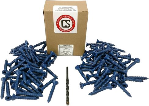 Chenango Supply 1/4 x 1-3/4" Flat Head Concrete Screw Anchor. 100 Pieces with Drill Bit (Miami-Dade Compliant) (1/4 x 1-3/4) in Saudi Arabia