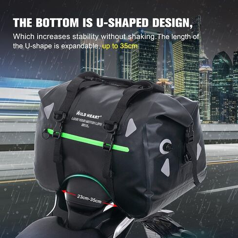 WILD HEART Dry Motorcycle Tail bag 70L/50L With Rope Straps and Inner Pocket Waterproof PVC 500D for Travel,Motorcycle and so on in Kuwait