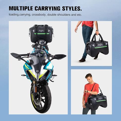 WILD HEART Dry Motorcycle Tail bag 70L/50L With Rope Straps and Inner Pocket Waterproof PVC 500D for Travel,Motorcycle and so on in Kuwait