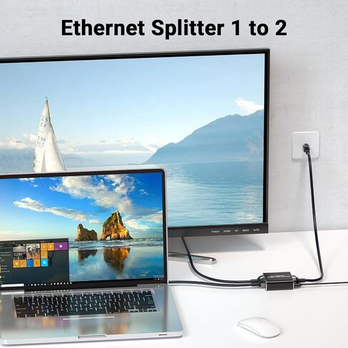 Ethernet Splitter 1 x 2 High-Speed 1000Mbps, RJ45 Gigabit Splitter 1 in 2 Out, Ethernet Distributor 1 to 2, Network LAN Splitter for Cat5/5e/6/7 Cable in Saudi Arabia