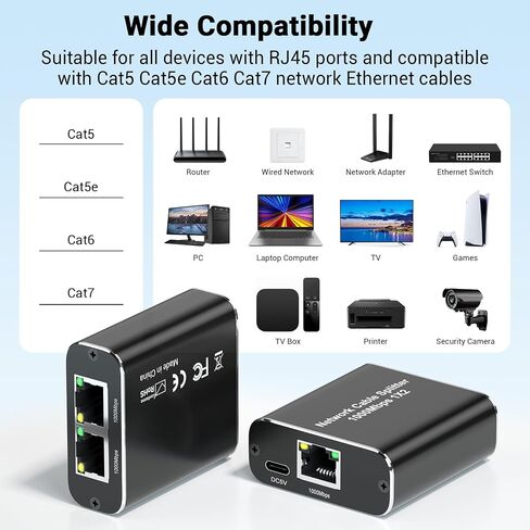 Ethernet Splitter 1 x 2 High-Speed 1000Mbps, RJ45 Gigabit Splitter 1 in 2 Out, Ethernet Distributor 1 to 2, Network LAN Splitter for Cat5/5e/6/7 Cable in Saudi Arabia