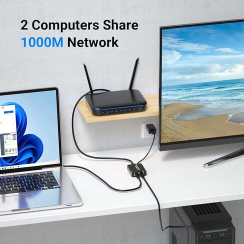 Ethernet Splitter 1 x 2 High-Speed 1000Mbps, RJ45 Gigabit Splitter 1 in 2 Out, Ethernet Distributor 1 to 2, Network LAN Splitter for Cat5/5e/6/7 Cable in Saudi Arabia