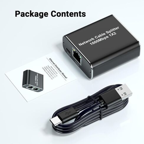 Ethernet Splitter 1 x 2 High-Speed 1000Mbps, RJ45 Gigabit Splitter 1 in 2 Out, Ethernet Distributor 1 to 2, Network LAN Splitter for Cat5/5e/6/7 Cable in Saudi Arabia