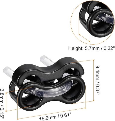 uxcell Spring Cord Lock End Toggle, 10Pcs Double Hole Spring Stopper Alloy Fastener Slider Toggles Clip for Drawstrings, Shoelaces, Bags (Black,15.6x9.4mm) in Saudi Arabia