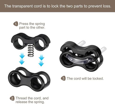 uxcell Spring Cord Lock End Toggle, 10Pcs Double Hole Spring Stopper Alloy Fastener Slider Toggles Clip for Drawstrings, Shoelaces, Bags (Black,15.6x9.4mm) in Saudi Arabia