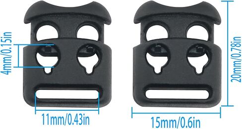 ZZLZX 30PCS Rope Lock Double Hole Spring Fasteners Plastic Umbrella Rope Drawstring Clips Elastic Shoelace Adjusting Button Cord Lock Round Cord Stopper Suitable for Gloves Sweatpants Hoodies Black in Saudi Arabia