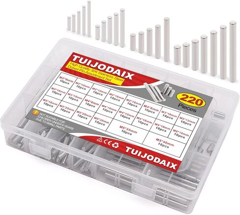 220 قطعة وتد دبوس 304 الفولاذ المقاوم للصدأ أسطواني الجرف دعم الوتد دبوس قضيب ربط عناصر مجموعة متنوعة - 22 نوعا M2 M3 M4 M5 in Kuwait