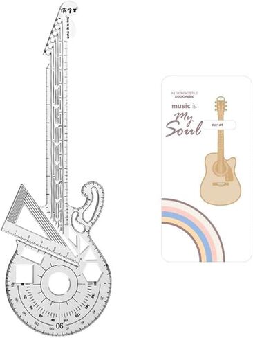 مسطرة تشكيل نمط جيتار الروك، أداة رسم مسطرة هندسية متعددة الوظائف، أداة رسم قالب مسودة فنية إبداعية لإمدادات المكتب (قطعة واحدة)، إشارات معدنية رائعة للجيتار (قطعة واحدة) in Kuwait