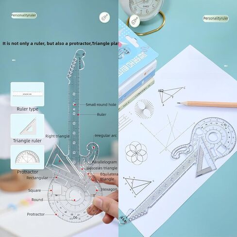 مسطرة تشكيل نمط جيتار الروك، أداة رسم مسطرة هندسية متعددة الوظائف، أداة رسم قالب مسودة فنية إبداعية لإمدادات المكتب (قطعة واحدة)، إشارات معدنية رائعة للجيتار (قطعة واحدة) in Kuwait
