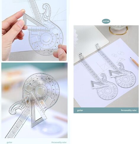 مسطرة تشكيل نمط جيتار الروك، أداة رسم مسطرة هندسية متعددة الوظائف، أداة رسم قالب مسودة فنية إبداعية لإمدادات المكتب (قطعة واحدة)، إشارات معدنية رائعة للجيتار (قطعة واحدة) in Kuwait