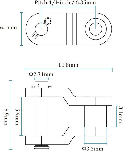 Kozelo 6pcs #25 Chain Offset Half Link Roller - [1/4 Inch Pitch] Carbon Steel Split Links for Machines Equipment 04C Chain Use | 2.31mm Pin in Saudi Arabia