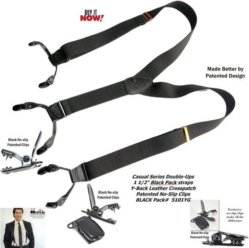 Hold-Up Suspender Company Casual Series Suspenders for Men Dual Clip Double-Up style Suspenders for Men No-Slip in Kuwait