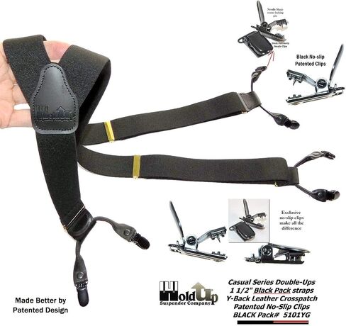 Hold-Up Suspender Company Casual Series Suspenders for Men Dual Clip Double-Up style Suspenders for Men No-Slip in Kuwait